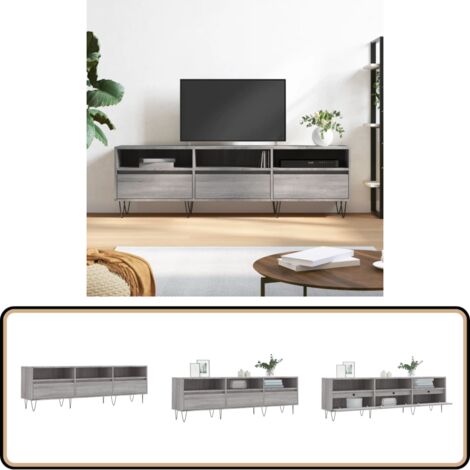 TV-Schrank Grau Sonoma 150x30x44,5 cm Holzwerkstoff - TV Schrank - Holz Sideboard - Fernsehtisch - Regal Grau - Wohnzimmer Möbel