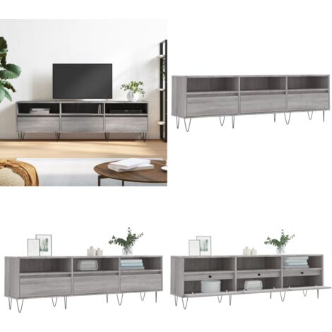 TV-Schrank Grau Sonoma 150x30x44,5 cm Holzwerkstoff - TV Schrank - Holz Sideboard - Fernsehtisch - Regal Grau - Wohnzimmer Möbel - Home & Living