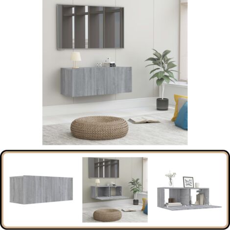 TV-Schrank Grau Sonoma 80x30x30 cm Holzwerkstoff - TV Schrank - Holzwerkstoff Möbel - Grauer TV Stand - Regal Grau - Wohnzimmer Deko