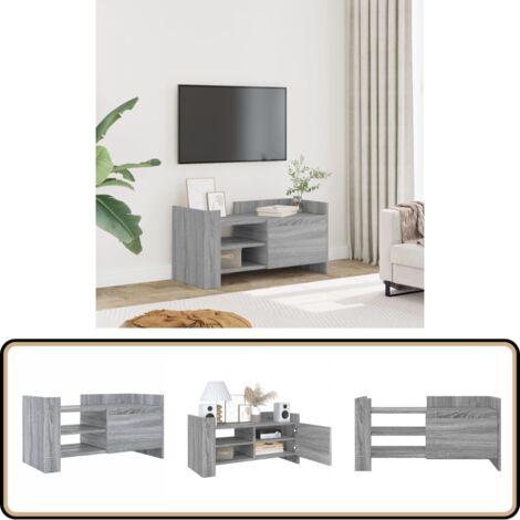 TV-Schrank Grau Sonoma 80x35x40 cm Holzwerkstoff - TV Schrank - Holzwerkstoff Möbel - Grauer TV Stand - Wohnzimmer Dekoration - Aufbewahrungsschrank