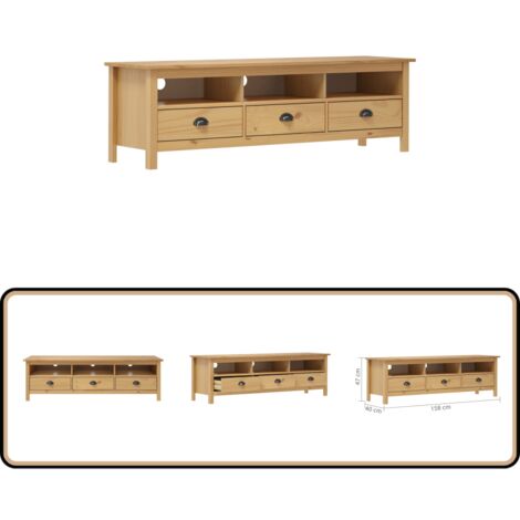 TV-Schrank Hill Honigbraun 158x40x47 cm Massivholz Kiefer - TV Schrank - Holz Sideboard - Kiefernholzmöbel - Vintage Möbel - Wohnzimmerschränke