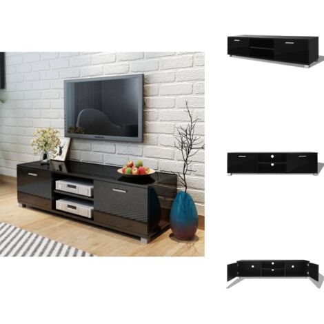 TV-Schrank Hochglanz-Schwarz 140x40,5x35 cm - TV Schrank - Hifi Schrank - Wohnzimmerschrank - Entertainment Center - Moderner TV Stand