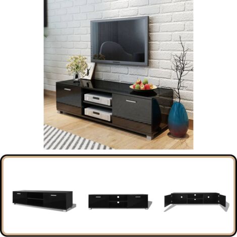 TV-Schrank Hochglanz-Schwarz 140x40,5x35 cm - TV Schrank - Hifi Schrank - Wohnzimmerschrank - Entertainment Center - Moderner TV Stand