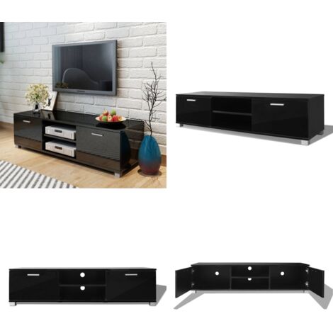 TV-Schrank Hochglanz-Schwarz 140x40,5x35 cm - TV Schrank - Hifi Schrank - Wohnzimmerschrank - Entertainment Center - Moderner TV Stand - Home & Living