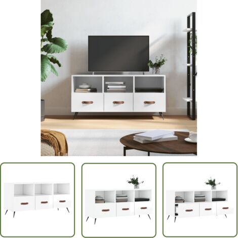 JINLEFU TV-Schrank Hochglanz-Weiß 102x36x50 cm Holzwerkstoff vidaXL