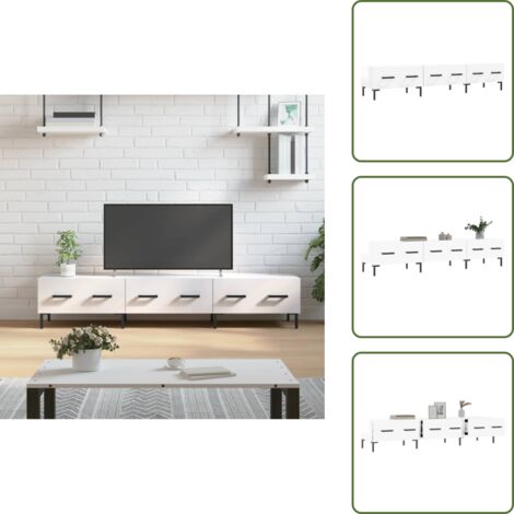 TV-Schrank Hochglanz-Weiß 150x36x30 cm Holzwerkstoff - TV Schrank - Fernsehtisch - Holzwerkstoff Möbel - Weißer TV Stand - Regal