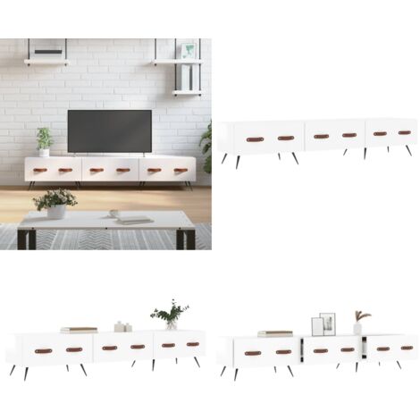 TV-Schrank Hochglanz-Weiß 150x36x30 cm Holzwerkstoff - TV Schrank - Fernsehtisch - Holzwerkstoff Möbel - Weißer TV Stand - Wohnzimmermöbel - Home & Living