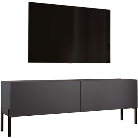 3XE LIVING Anthrazit mit Beinen in Schwarz, A: B: 140 cm cm, H: 52 cm, T: 32 cm. TV-Möbel, TV-Tisch, TV-Bank