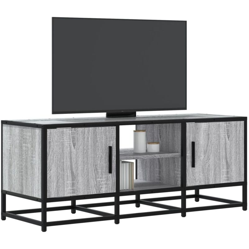 Vidaxl Tv-schrank Grau Sonoma 100x35x41 Cm Holzwerkstoff Und Metall