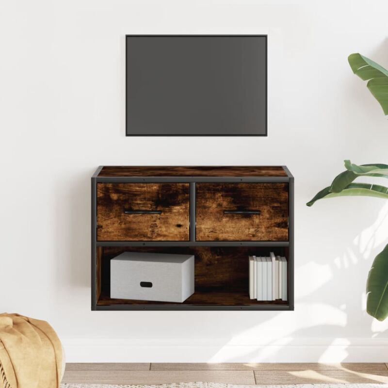 Vidaxl - Tv-schrank Räuchereiche 60x31x39, 5 Cm Holzwerkstoff Und Metall