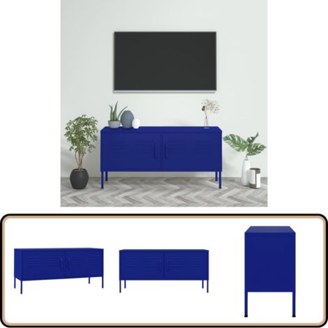TV-Schrank Marineblau 105x35x50 cm Stahl - TV Schrank - Fernsehschränkchen - Metallregal - Sideboard - Wohnzimmer Dekoration