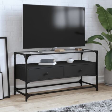 TV-Schrank mit Glasplatte Schwarz 98x35x51 cm Holzwerkstoff vidaXL