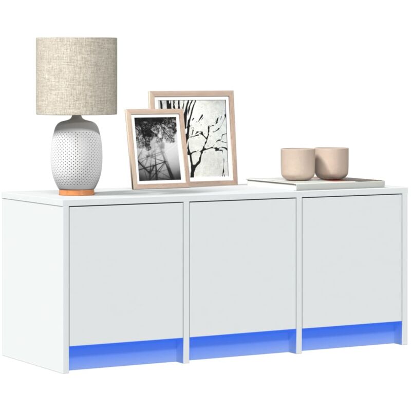 Vidaxl - Tv-schrank Mit Led-beleuchtung Weiß 97x34x40 Cm Holzwerkstoff