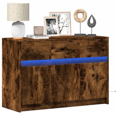 TV-Schrank mit LED-Beleuchtung Räuchereiche 91x34x61 cm vidaXL