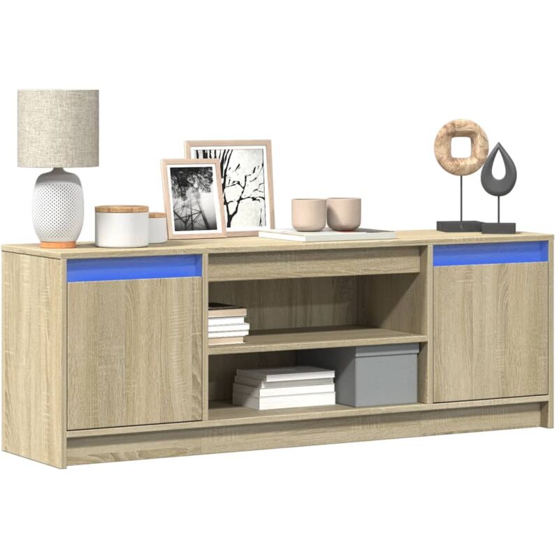 Vidaxl - Tv-schrank Mit Led-beleuchtung Sonoma-eiche 139, 5x34x50 Cm