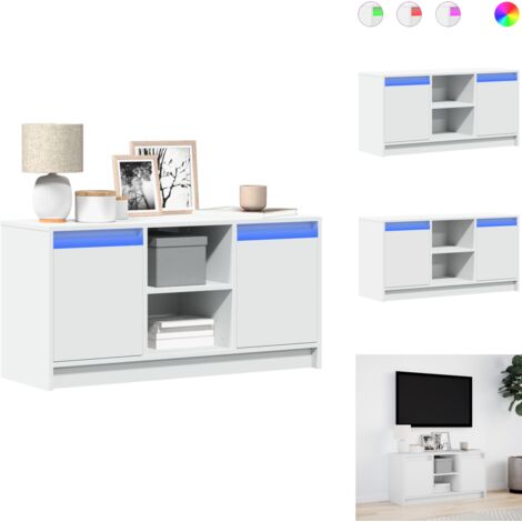 TV-Schrank mit LED-Beleuchtung Weiß 100x34x50 cm Holzwerkstoff - TV-Schrank - TV-Schränke - TV-Ständer - TV-Sideboard