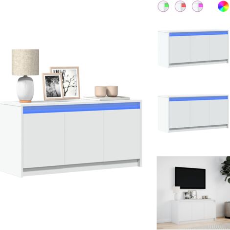 TV-Schrank mit LED-Beleuchtung Weiß 100x34x50 cm Holzwerkstoff - TV-Schrank - TV-Schränke - TV-Ständer - TV-Sideboard