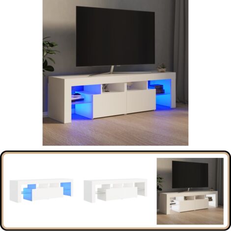 TV-Schrank mit LED-Beleuchtung Weiß 140x36,5x40 cm - TV Schrank - Fernsehtisch - Wohnzimmerschrank - Regal - Holzwerkstoff Möbel