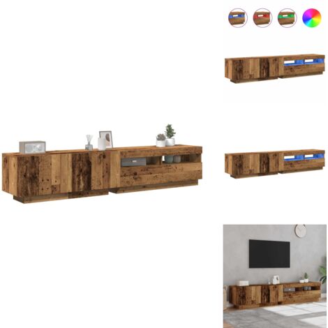 TV-Schrank mit LED-Leuchten Altholz-Optik 200x35x40 cm - TV-Schrank - TV-Schränke - TV-Ständer - TV-Sideboard