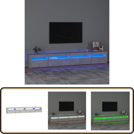 TV-Schrank mit LED-Leuchten Betongrau 270x35x40 cm - TV Schrank - Holzwerkstoff Möbel - LED Beleuchtung - Wohnraum Einrichtung - Media Center
