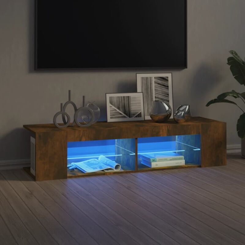 Vidaxl - Tv-schrank Mit Led-leuchten Räuchereiche 135x39x30 Cm