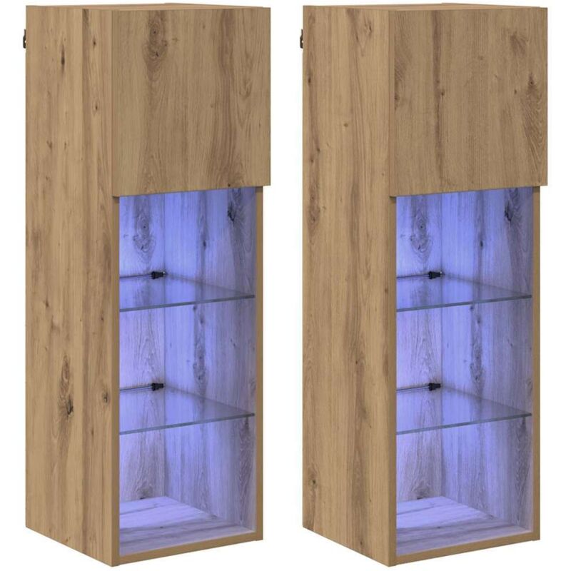 Wandmontierte Tv-schränke 2 Pcs Artisan-eiche 30, 5 X 30 X 90 Cm Vidaxl