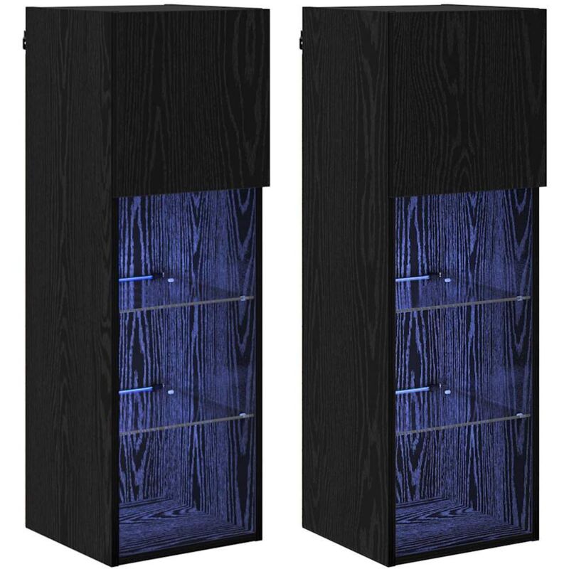 Wandmontierte Tv-schränke 2 Pcs Schwarz Eichen-optik Vidaxl