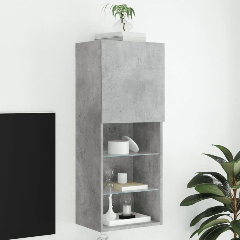 Vidaxl - Tv-schrank Mit Led-leuchten Betongrau 40, 5x30x102 Cm