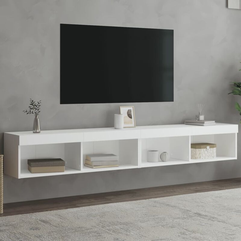 Vidaxl - Tv-schränke Mit Led-leuchten 2 Stk. Weiß 100x30x30 Cm