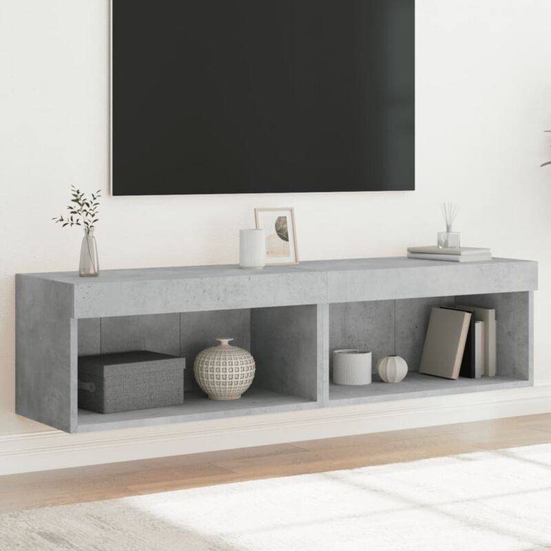 Vidaxl - Tv-schränke Mit Led-leuchten 2 Stk. Betongrau 60x30x30 Cm