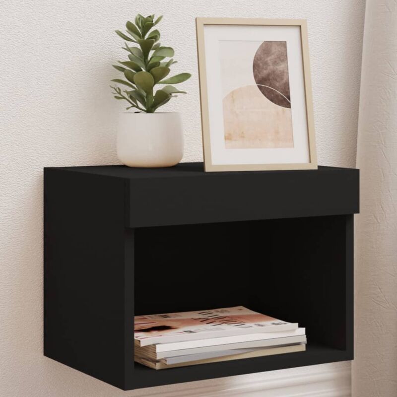 Vidaxl - Wand-nachttische Mit Led-leuchten 2 Stk. Schwarz