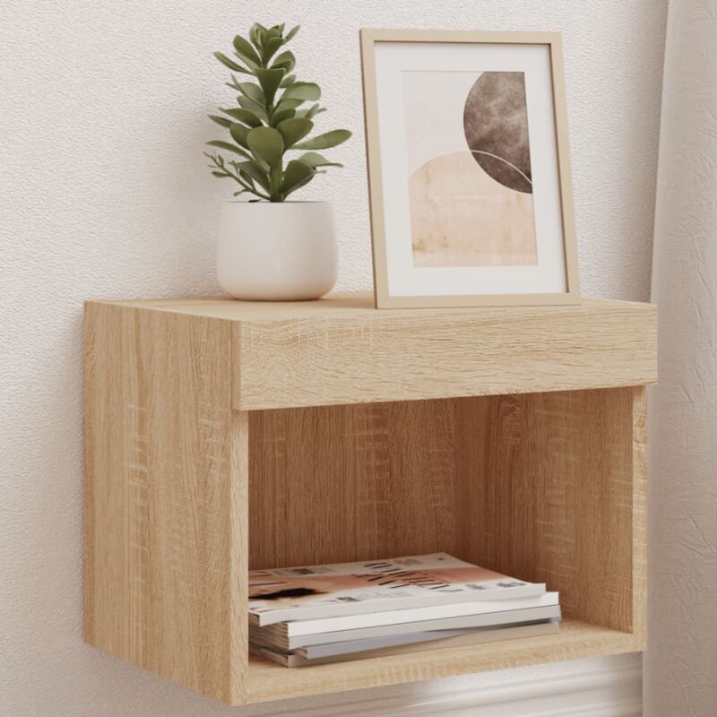 Vidaxl - Wand-nachttische Mit Led-leuchten 2 Stk. Sonoma-eiche