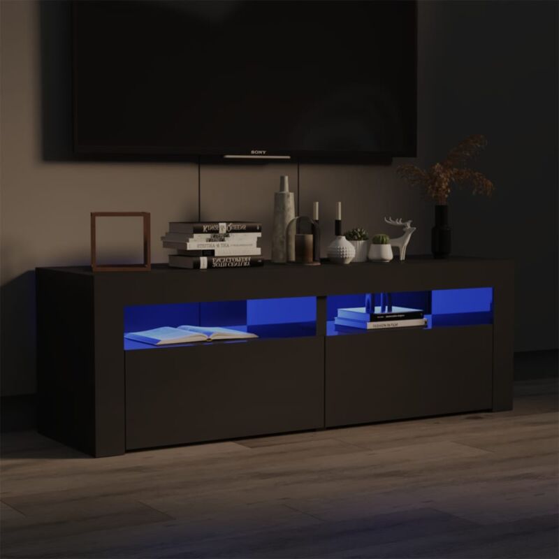 TV-Schrank mit LED-Leuchten Hochglanz-Grau 120x35x40 cm