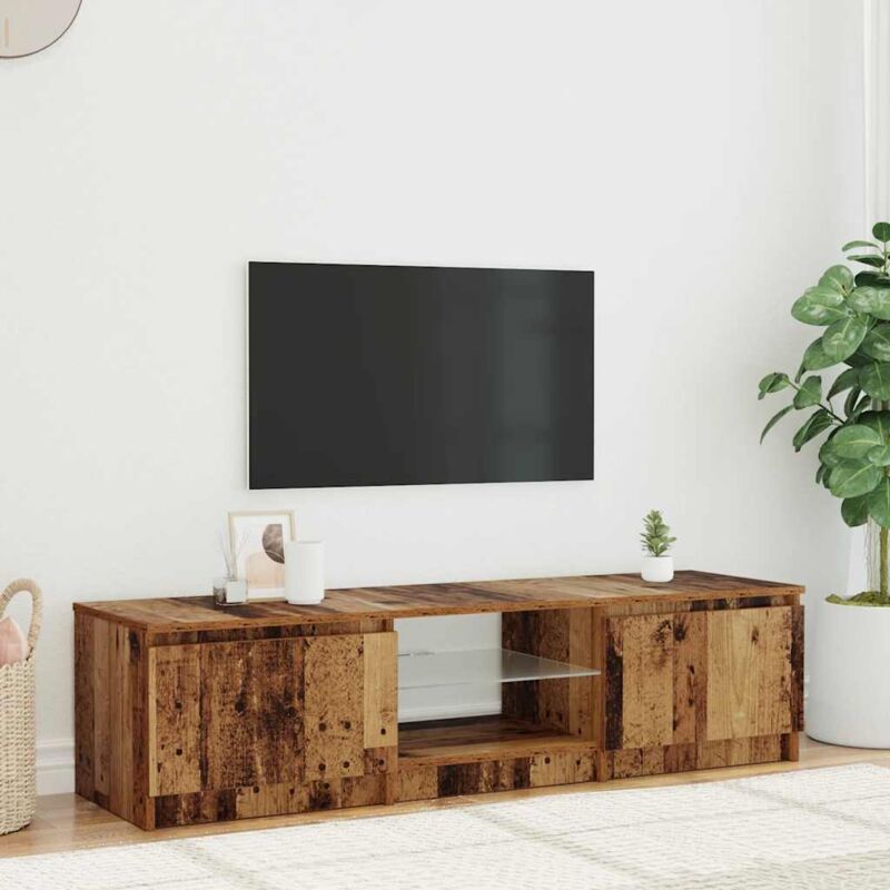 Vidaxl - Tv-schrank Mit Led-leuchten Altholz-optik 140x40x35, 5 Cm