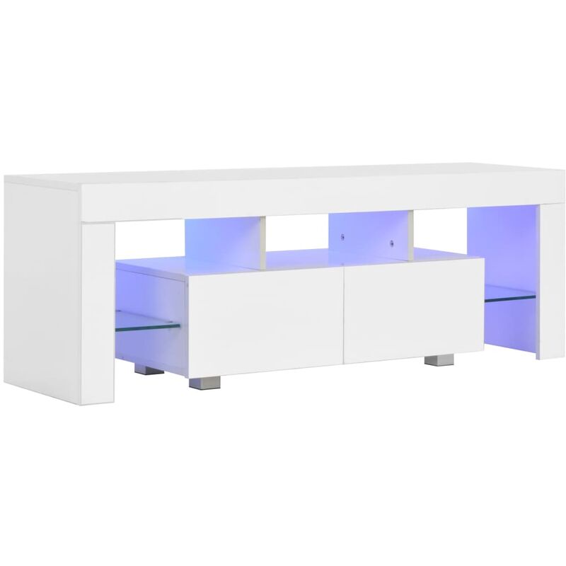 TV-Schrank mit LED-Leuchten 130x35x45cm Hochglanz-Weiß - Weiß - Vidaxl