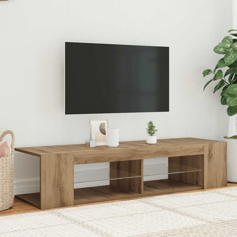 Vidaxl - Tv-schrank Mit Led-leuchten Artisan-eiche 90x39x30 Cm