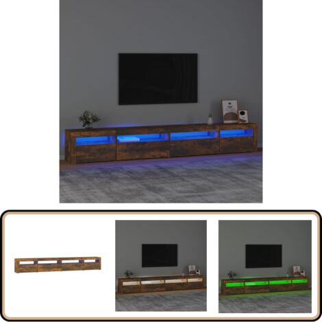 TV-Schrank mit LED-Leuchten Räuchereiche 270x35x40 cm - TV Schrank - Holzwerkstoff Möbel - LED Beleuchtung - Wohnraum Einrichtung - Media Center