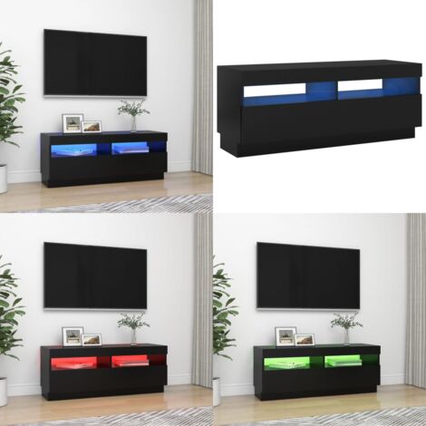 TV-Schrank mit LED-Leuchten Schwarz 100x35x40 cm - TV Schrank - Holzwerkstoff Möbel - LED Beleuchtung - Wohnzimmer Dekoration - Fernseher Stand - Home & Living
