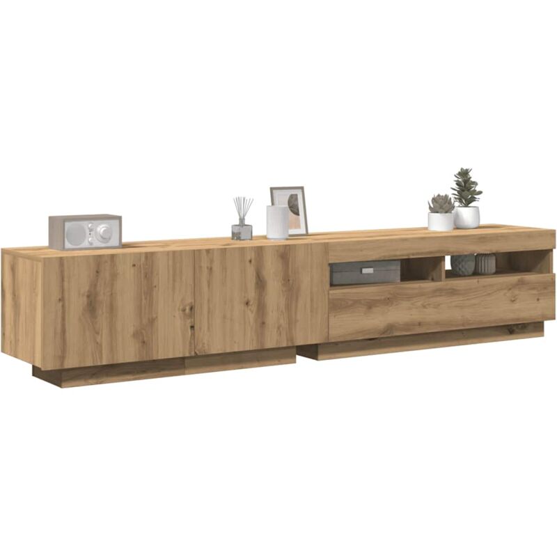 Vidaxl - Tv-schrank Mit Led-leuchten Artisan-eiche 200x35x40 Cm
