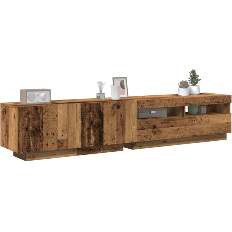 Vidaxl - Tv-schrank Mit Led-leuchten Altholz-optik 200x35x40 Cm