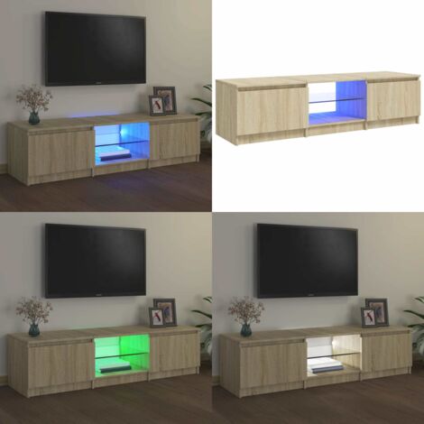 TV-Schrank mit LED-Leuchten Sonoma-Eiche 140x40x35,5 cm - TV Schrank - Holz Sideboard - Fernseher Standregal - Wohnzimmer Möbel - Smart Home Deko - Home & Living