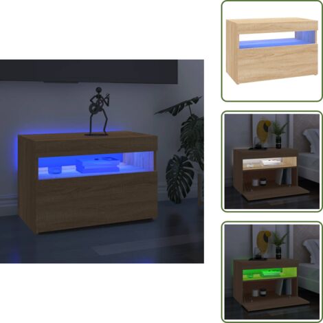 TV-Schrank mit LED-Leuchten Sonoma-Eiche 60x35x40 cm - TV Schrank - Holzwerkstoff Möbel - Sonoma Eichen Dekoration - LED Beleuchtung - Wohnzimmer Einrichtung