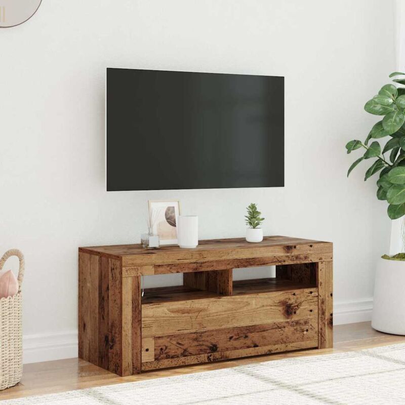 Vidaxl - Tv-schrank Mit Led-leuchten Altholz-optik 90x35x40 Cm