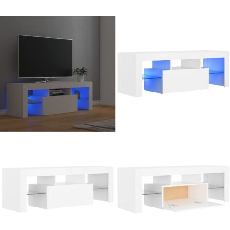 TV-Schrank mit LED-Leuchten Weiß 120x35x40 cm - TV Schrank - Holzwerkstoff Möbel - Weißer TV Stand - LED Beleuchtung - Wohnzimmer Dekoration - Home & Living