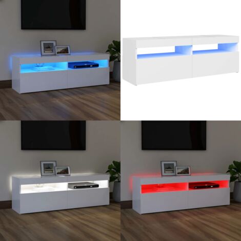 TV-Schrank mit LED-Leuchten Weiß 120x35x40 cm - TV Schrank - Holzwerkstoff Möbel - Weißer TV Stand - LED Beleuchtung - Wohnzimmer Dekoration - Home & Living