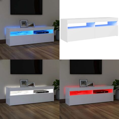 VIDAXL TV-Schrank mit LED-Leuchten Weiß 120x35x40 cm - TV-Schrank - TV-Schränke - Home & Living