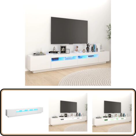 TV-Schrank mit LED-Leuchten Weiß 260x35x40cm - TV Schrank - Holzwerkstoff Möbel - Weißer TV Stand - LED Beleuchtung - Wohnzimmer Dekoration