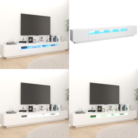TV-Schrank mit LED-Leuchten Weiß 260x35x40cm - TV Schrank - Holzwerkstoff Möbel - Weißer TV Stand - LED Beleuchtung - Wohnzimmer Dekoration - Home & Living