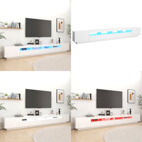 TV-Schrank mit LED-Leuchten Weiß 300x35x40 cm - TV Schrank - Holzwerkstoff Möbel - Weißer TV Stand - LED Beleuchtung - Wohnzimmer Dekoration - Home & Living