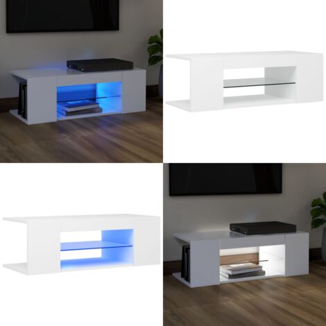 TV-Schrank mit LED-Leuchten Weiß 90x39x30 cm - TV Schrank - Holzwerkstoff Möbel - Weißer TV Stand - LED Beleuchtung - Wohnzimmer Dekoration - Home & Living